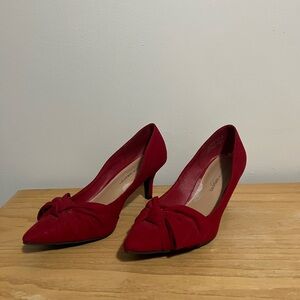 Christian Siriano Red Women's Heels with Knot Detail